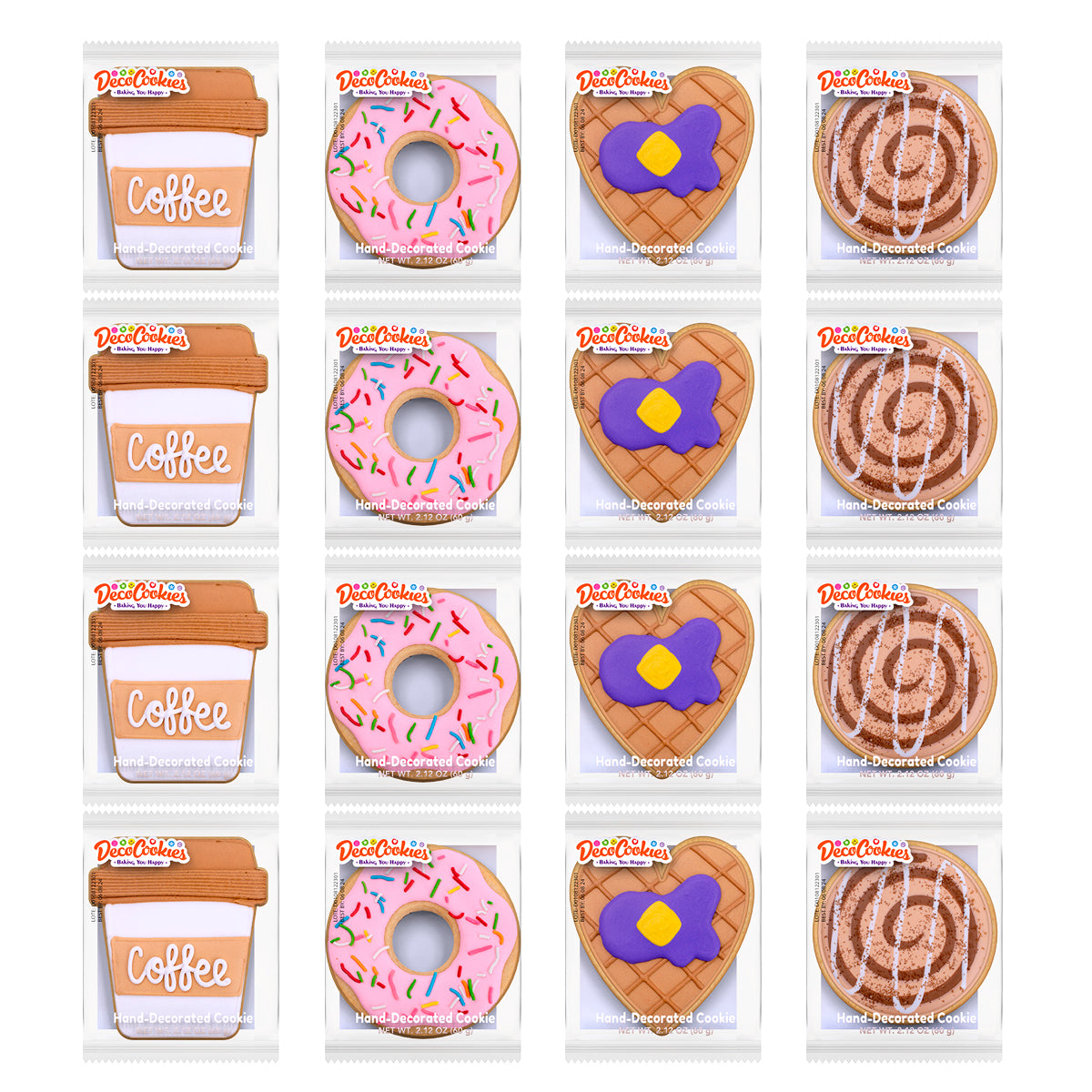 Coffee Lover Hand-Decorated Cookies - 16 ct