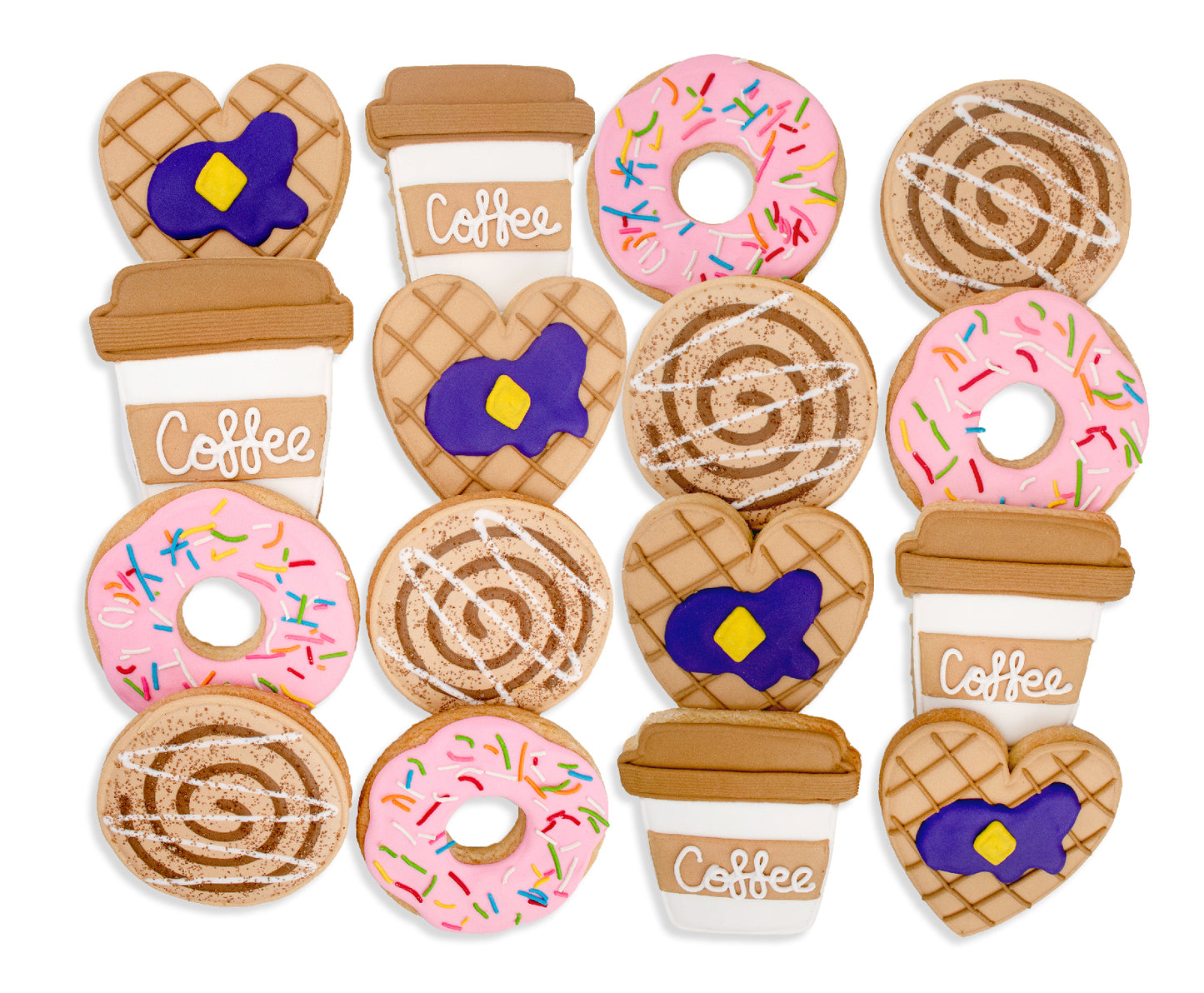Coffee Lover Hand-Decorated Cookies - 16 ct