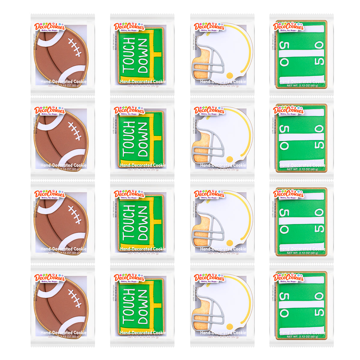 Football Hand-Decorated Cookies - 16 ct