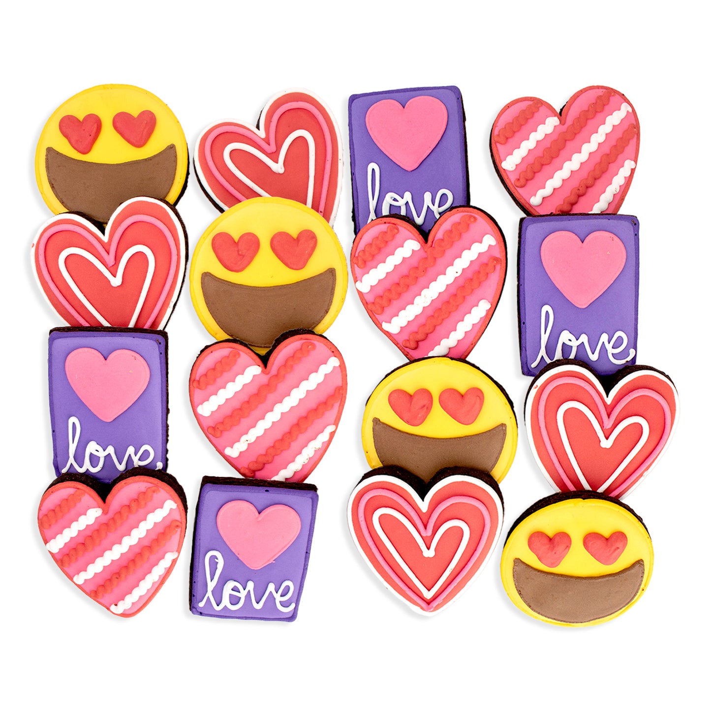 Valentine's Day Hand-Decorated Chocolate Cookies - 16 ct